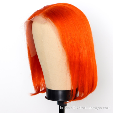 Wholesale Indian Remy Straight Hair Natural Red Bob Front Lace Wig from India